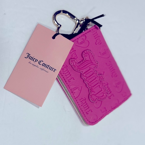 New - Juicy Couture Card Case Key Wristlet Wallet - Juicy Pink - Picture 3 of 4
